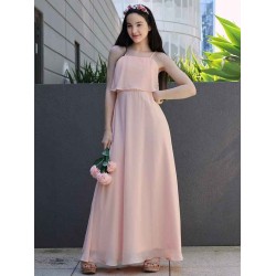 Amazing Chiffon Ruffles Spaghetti Straps Sleeveless Junior/Girls Bridesmaid Dresses