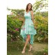 V-Neck Elegant Lace Sleeveless High Low Lace Bridesmaid Dresses