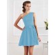 Charming Pleats One Shoulder Sleeveless Short Chiffon Bridesmaid Dresses