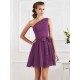 Charming Pleats One Shoulder Sleeveless Short Chiffon Bridesmaid Dresses