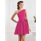 Charming Pleats One Shoulder Sleeveless Short Chiffon Bridesmaid Dresses