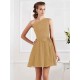 Charming Pleats One Shoulder Sleeveless Short Chiffon Bridesmaid Dresses
