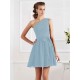 Charming Pleats One Shoulder Sleeveless Short Chiffon Bridesmaid Dresses