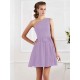Charming Pleats One Shoulder Sleeveless Short Chiffon Bridesmaid Dresses