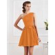 Charming Pleats One Shoulder Sleeveless Short Chiffon Bridesmaid Dresses