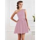 Charming Pleats One Shoulder Sleeveless Short Chiffon Bridesmaid Dresses