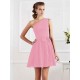 Charming Pleats One Shoulder Sleeveless Short Chiffon Bridesmaid Dresses