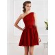 Charming Pleats One Shoulder Sleeveless Short Chiffon Bridesmaid Dresses