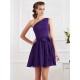 Charming Pleats One Shoulder Sleeveless Short Chiffon Bridesmaid Dresses