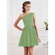 Charming Pleats One Shoulder Sleeveless Short Chiffon Bridesmaid Dresses