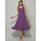 V-Neck Elegant Sleeveless Pleats Short Chiffon Bridesmaid Dresses