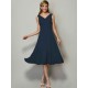 V-Neck Elegant Sleeveless Pleats Short Chiffon Bridesmaid Dresses