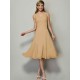 V-Neck Elegant Sleeveless Pleats Short Chiffon Bridesmaid Dresses