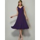 V-Neck Elegant Sleeveless Pleats Short Chiffon Bridesmaid Dresses