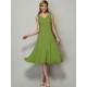 V-Neck Elegant Sleeveless Pleats Short Chiffon Bridesmaid Dresses