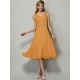 V-Neck Elegant Sleeveless Pleats Short Chiffon Bridesmaid Dresses
