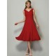 V-Neck Elegant Sleeveless Pleats Short Chiffon Bridesmaid Dresses