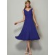 V-Neck Elegant Sleeveless Pleats Short Chiffon Bridesmaid Dresses