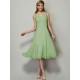 V-Neck Elegant Sleeveless Pleats Short Chiffon Bridesmaid Dresses