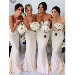 Mermaid Gorgeous Sweetheart Sleeveless Beading Satin Bridesmaid Dress