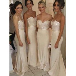 Mermaid Gorgeous Sweetheart Sleeveless Beading Satin Bridesmaid Dress