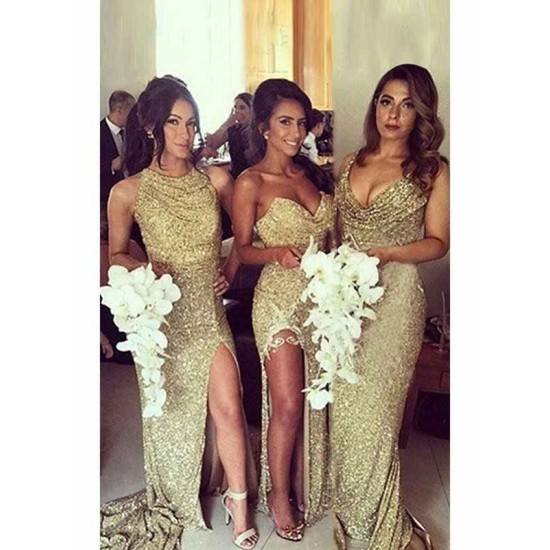 Modern Ruched Sequins Sweetheart Sleeveless Bridesmaid Dresses