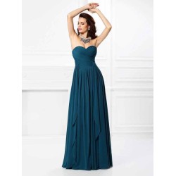 Gorgeous Sweetheart Pleats Ruffles Sleeveless Long Chiffon Bridesmaid Dresses