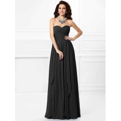 Gorgeous Sweetheart Pleats Ruffles Sleeveless Long Chiffon Bridesmaid Dresses