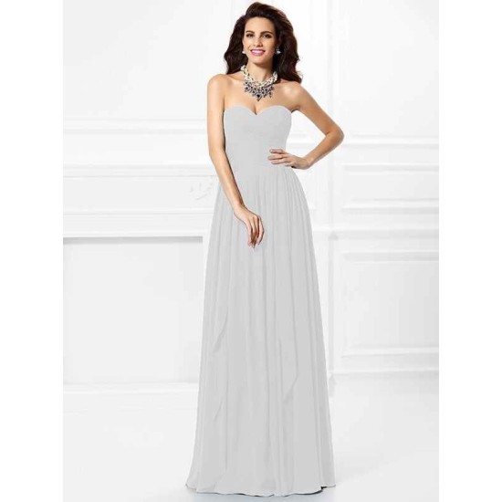 Gorgeous Sweetheart Pleats Ruffles Sleeveless Long Chiffon Bridesmaid Dresses
