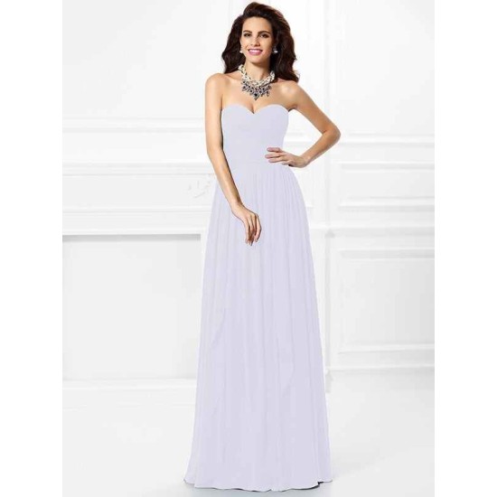 Gorgeous Sweetheart Pleats Ruffles Sleeveless Long Chiffon Bridesmaid Dresses