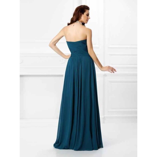 Gorgeous Sweetheart Pleats Ruffles Sleeveless Long Chiffon Bridesmaid Dresses