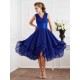V-Neck Elegant Short Sleeves Pleats Short Chiffon Bridesmaid Dresses