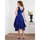 V-Neck Elegant Short Sleeves Pleats Short Chiffon Bridesmaid Dresses