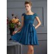 Chic Short Sleeves Lace Short Chiffon Bridesmaid Dresses