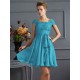 Chic Short Sleeves Lace Short Chiffon Bridesmaid Dresses