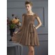 Chic Short Sleeves Lace Short Chiffon Bridesmaid Dresses
