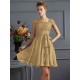 Chic Short Sleeves Lace Short Chiffon Bridesmaid Dresses