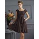 Chic Short Sleeves Lace Short Chiffon Bridesmaid Dresses