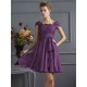 Chic Short Sleeves Lace Short Chiffon Bridesmaid Dresses