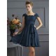Chic Short Sleeves Lace Short Chiffon Bridesmaid Dresses