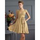 Chic Short Sleeves Lace Short Chiffon Bridesmaid Dresses