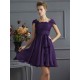 Chic Short Sleeves Lace Short Chiffon Bridesmaid Dresses