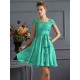 Chic Short Sleeves Lace Short Chiffon Bridesmaid Dresses