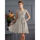 Chic Short Sleeves Lace Short Chiffon Bridesmaid Dresses