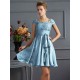 Chic Short Sleeves Lace Short Chiffon Bridesmaid Dresses