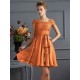 Chic Short Sleeves Lace Short Chiffon Bridesmaid Dresses