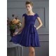 Chic Short Sleeves Lace Short Chiffon Bridesmaid Dresses