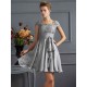 Chic Short Sleeves Lace Short Chiffon Bridesmaid Dresses