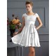 Chic Short Sleeves Lace Short Chiffon Bridesmaid Dresses