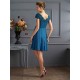 Chic Short Sleeves Lace Short Chiffon Bridesmaid Dresses
